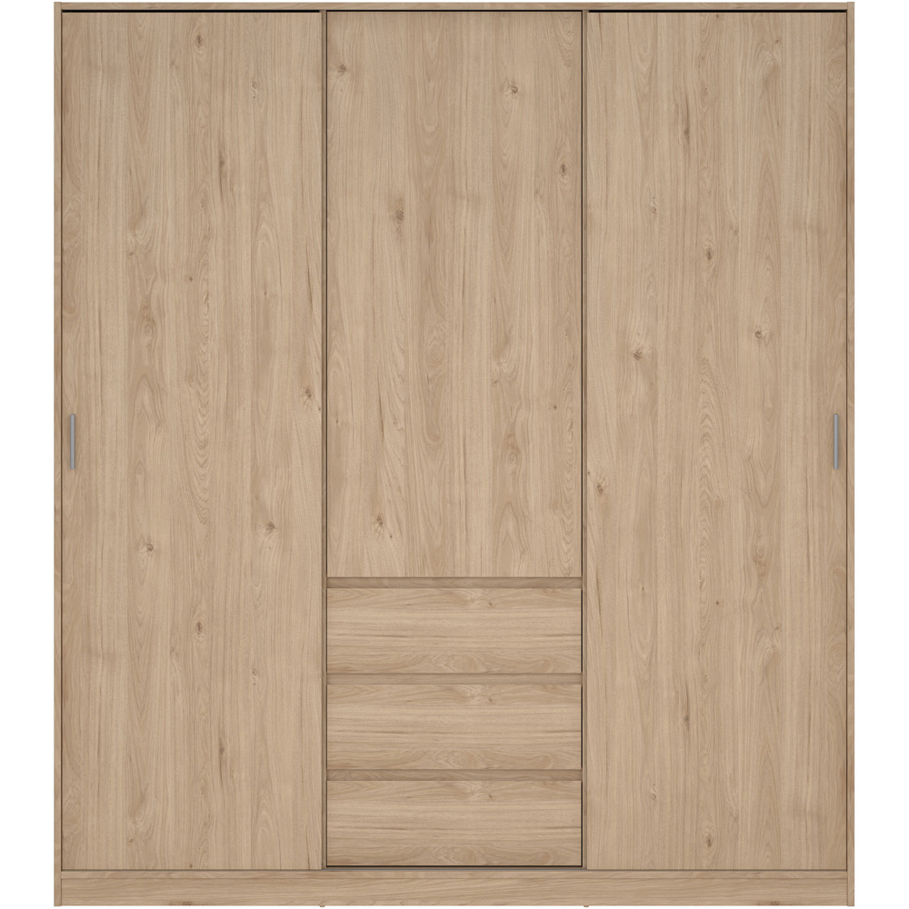 Florence 3 Door 3 Drawer Jackson Hickory Oak Sliding Wardrobe Image 3