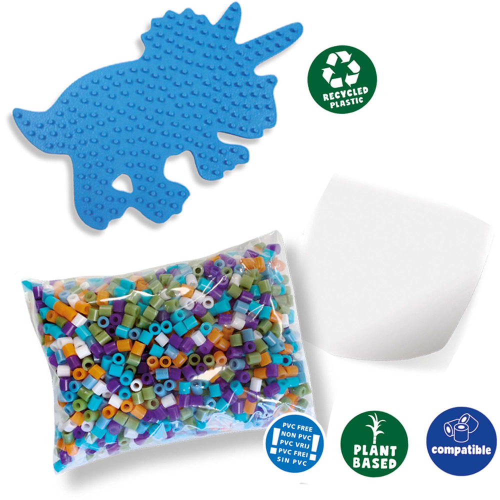 SES Creative Green Beedz Triceratops Dinosaur Iron On Bead Set 1200 Piece Image 2