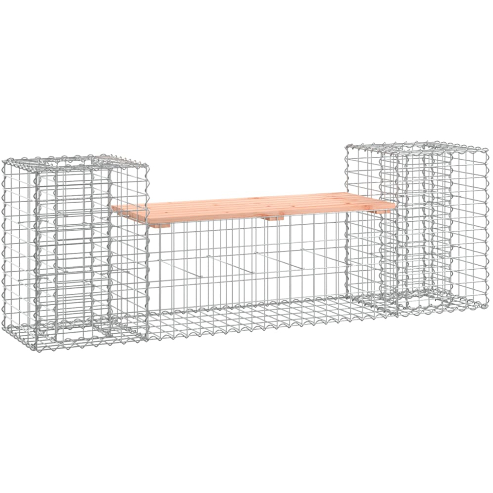 vidaXL Natural Solid Douglas Wood Gabion Design Garden Bench 183 x 41 x 60.5cm Image 1