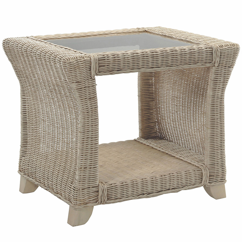 Desser Clifton Natural Rattan Lamp Table with Storage Shelf Image 2