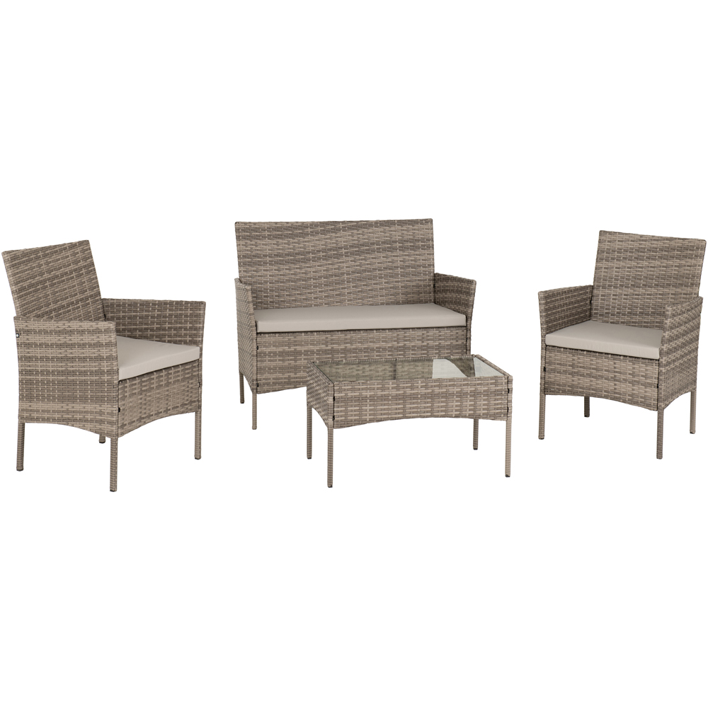 Seconique Willow 4 Seater Grey Fabric Rattan Clear Glass Garden Set Image 2