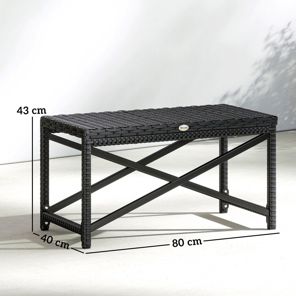 Outsunny Black PE Rattan Plastic Board Garden Coffee Table Image 9