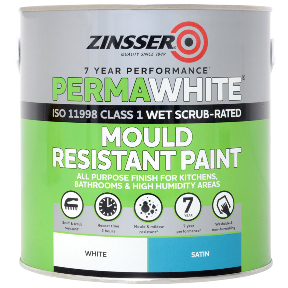 Zinsser Permawhite Satin White Interior Paint 2.5L Image 2