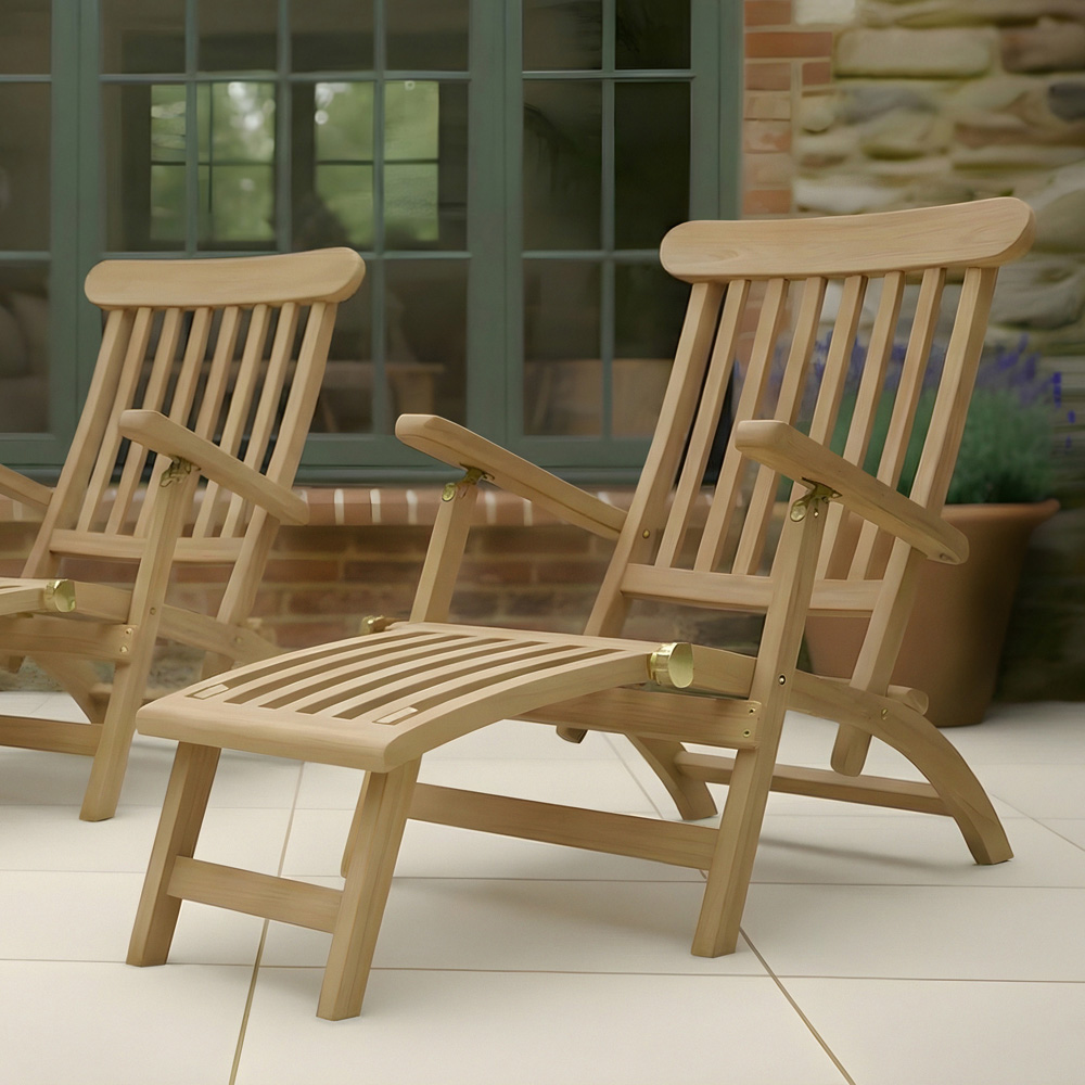 Charles Bentley Teak Steamer Sun Lounger Image 7