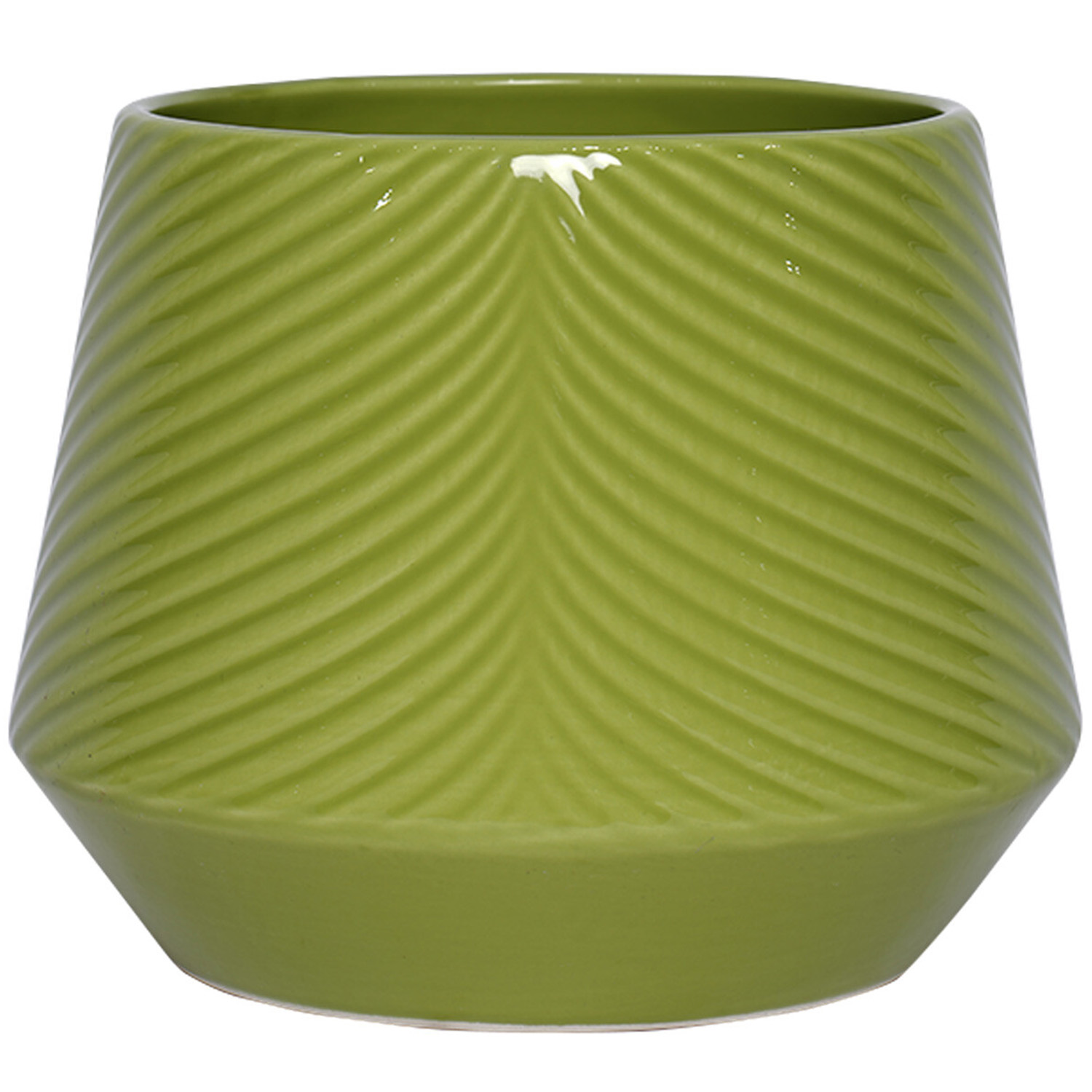Green Leaf Finish Ceramic Pot - Green / 10.5cm Image