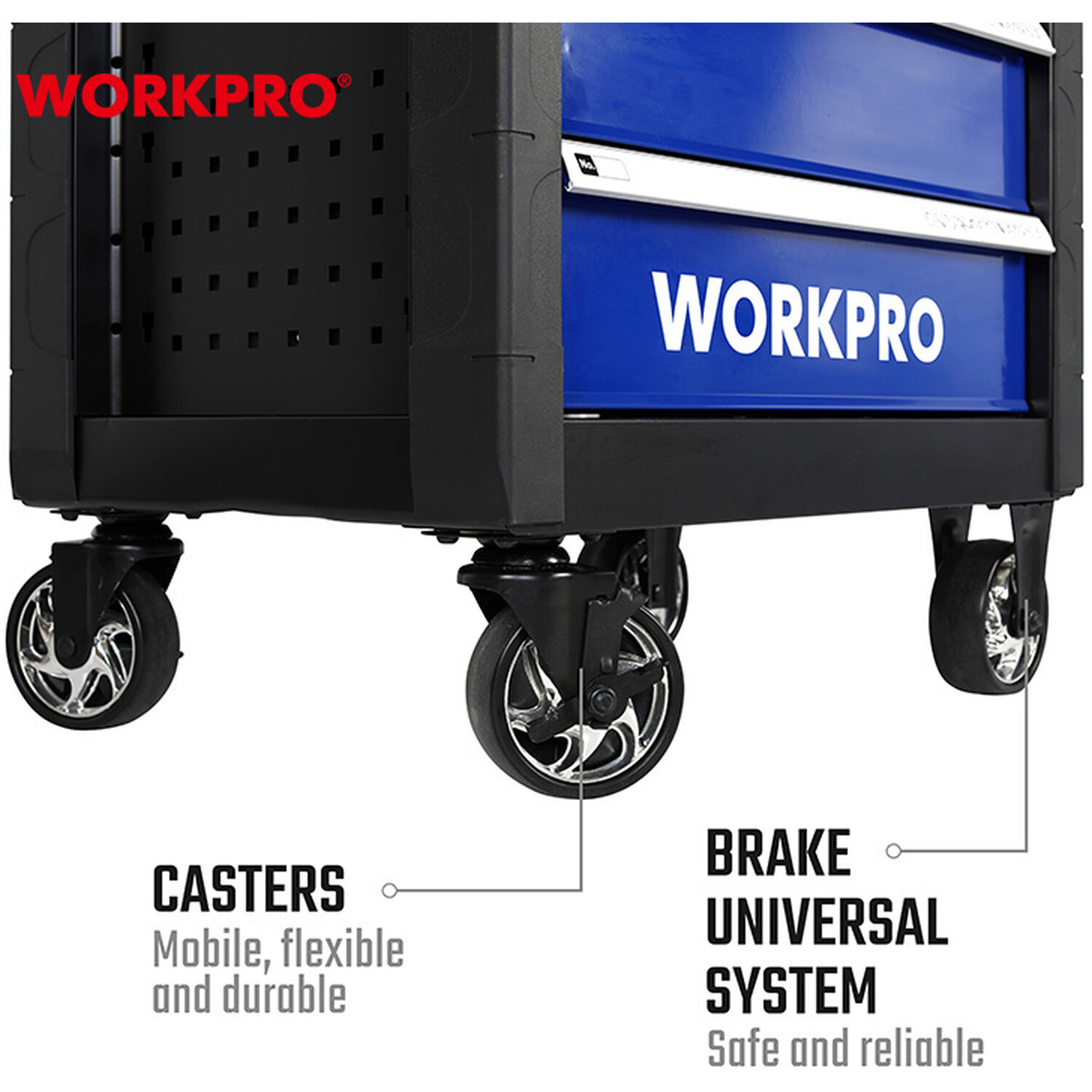 Workpro 7 Drawer Tool Roller Cabinet on Wheels - Black Image 8