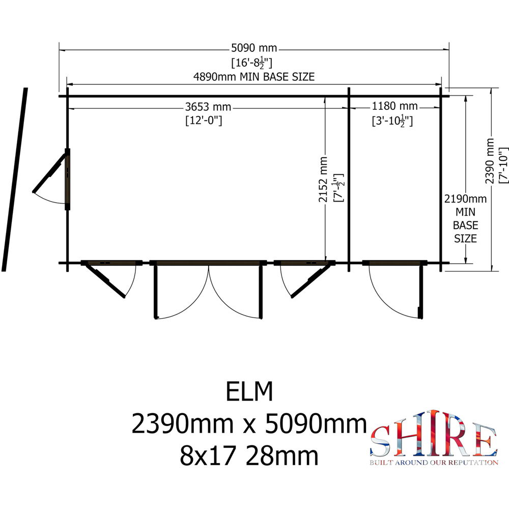 Shire Elm 8 x 17ft Contemporary Style Dual-Purpose Pent Log Cabin with Integral Storage Image 7