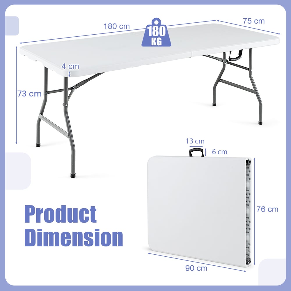 Costway Plastic Folding Dining Table with Metal Legs Image 9