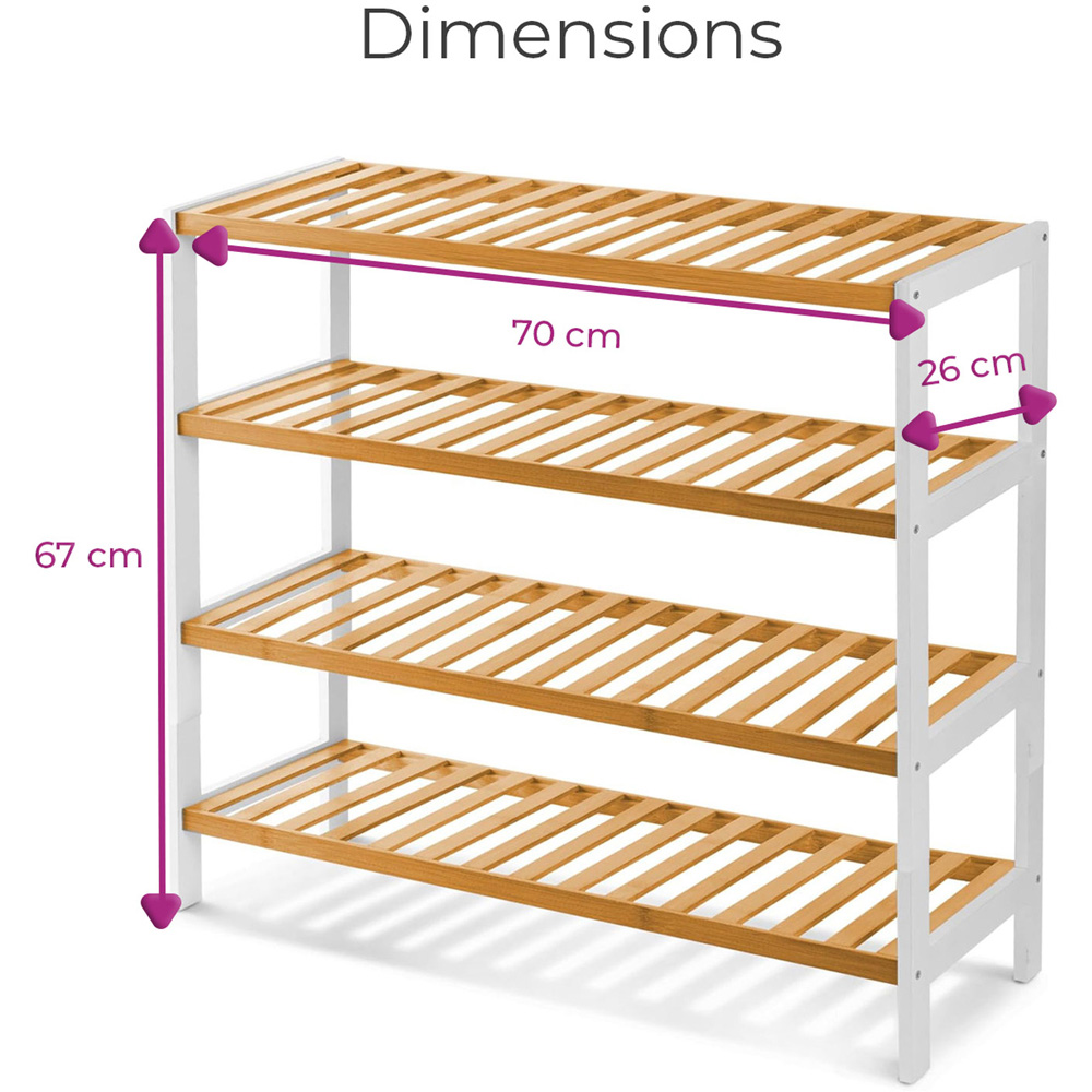 Neo 4 Shelf White and Natural Bamboo Shoe Rack Image 8