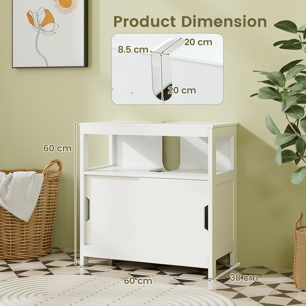 Costway 2 Door Single Shelf White Under Sink Bathroom Cabinet Image 9