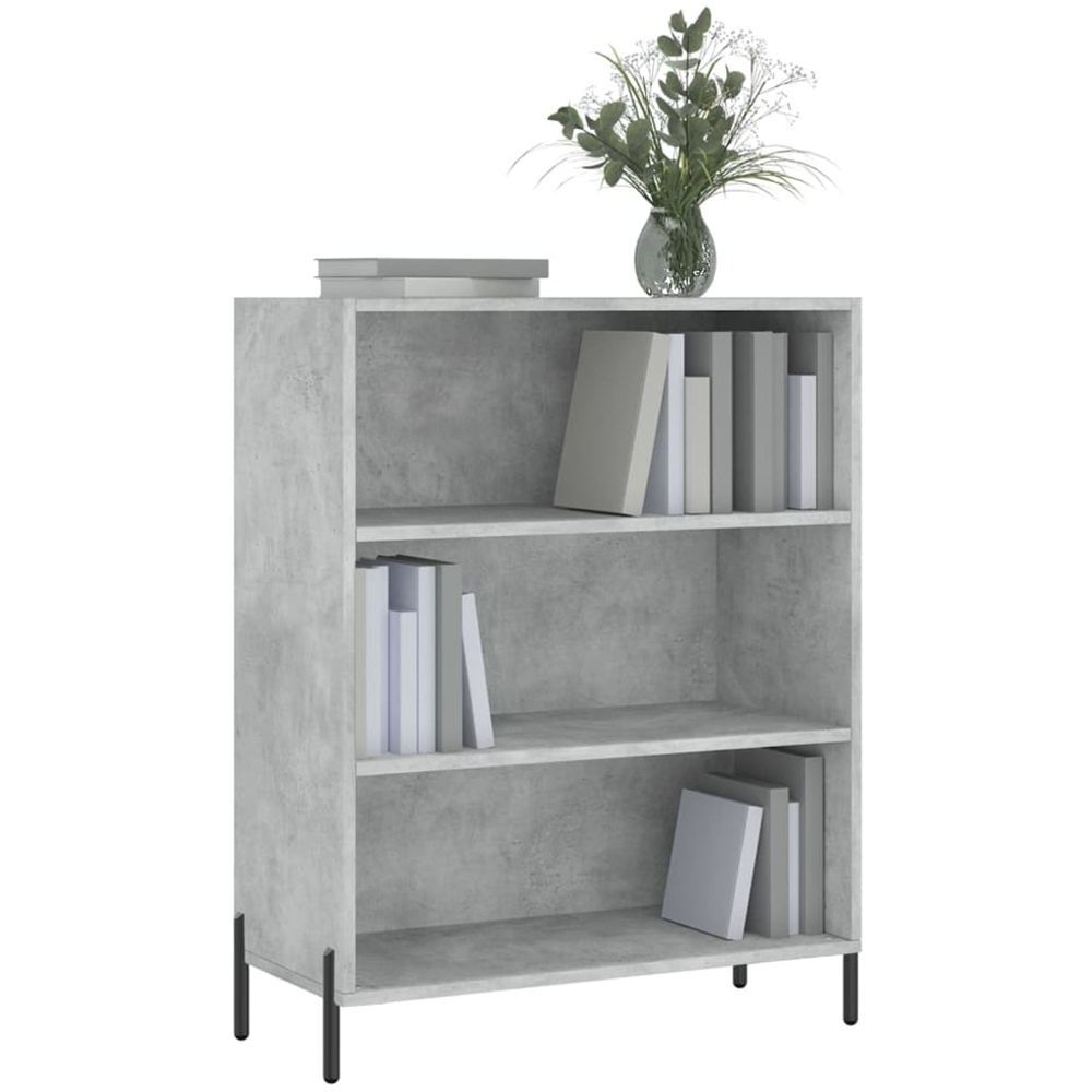 vidaXL 3 Open Shelf Concrete Grey Shelf Cabinet Image 3