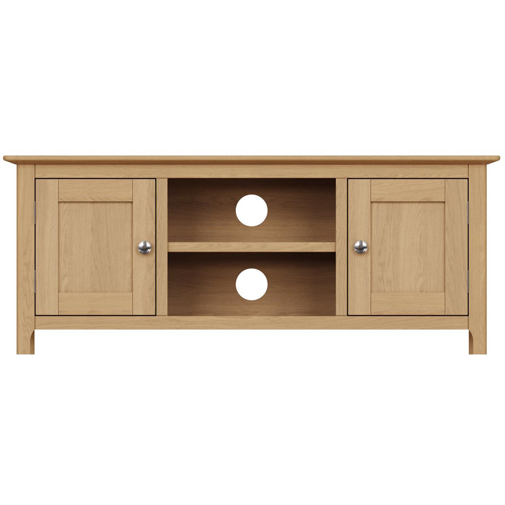 FWStyle Taberno 2 Door 2 Shelf Natural Lacquered Oak Wide TV Unit Image 3