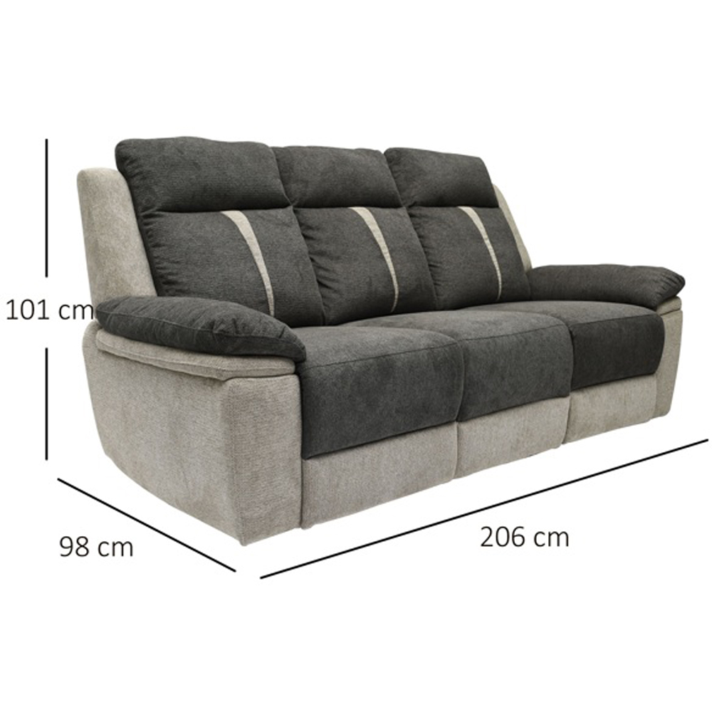 Comfy Living 3 Seater Grey Manual Recliner Sofa Image 8