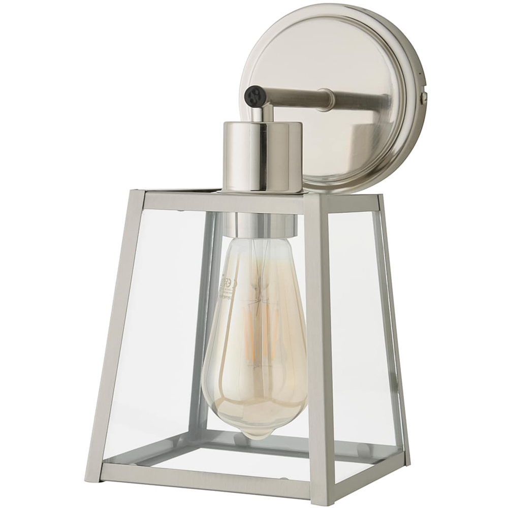 ValueLights Susie Lantern Shade Brushed Chrome Glass Wall Light with Bulb 2 Pack Image 3