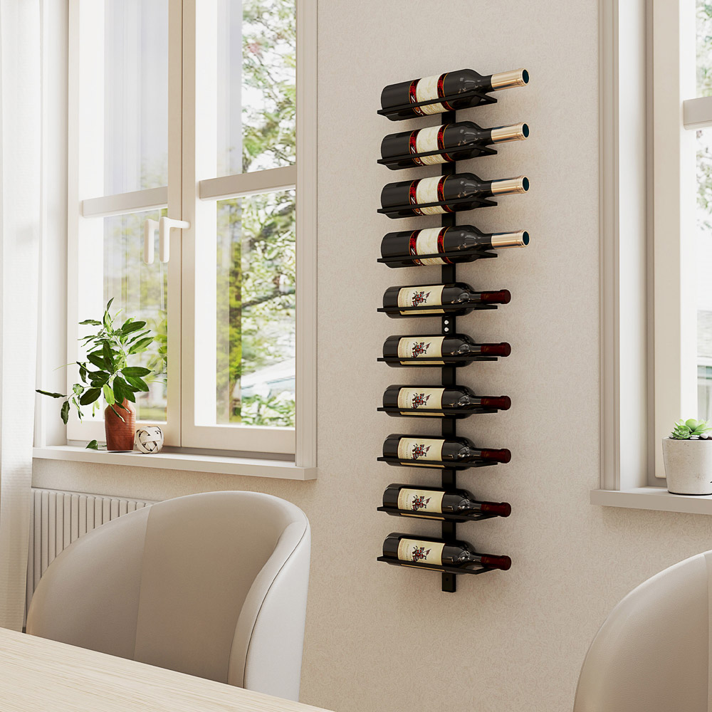 HOMCOM 10 Bottle Black Wall Mount Wine Rack Image 5