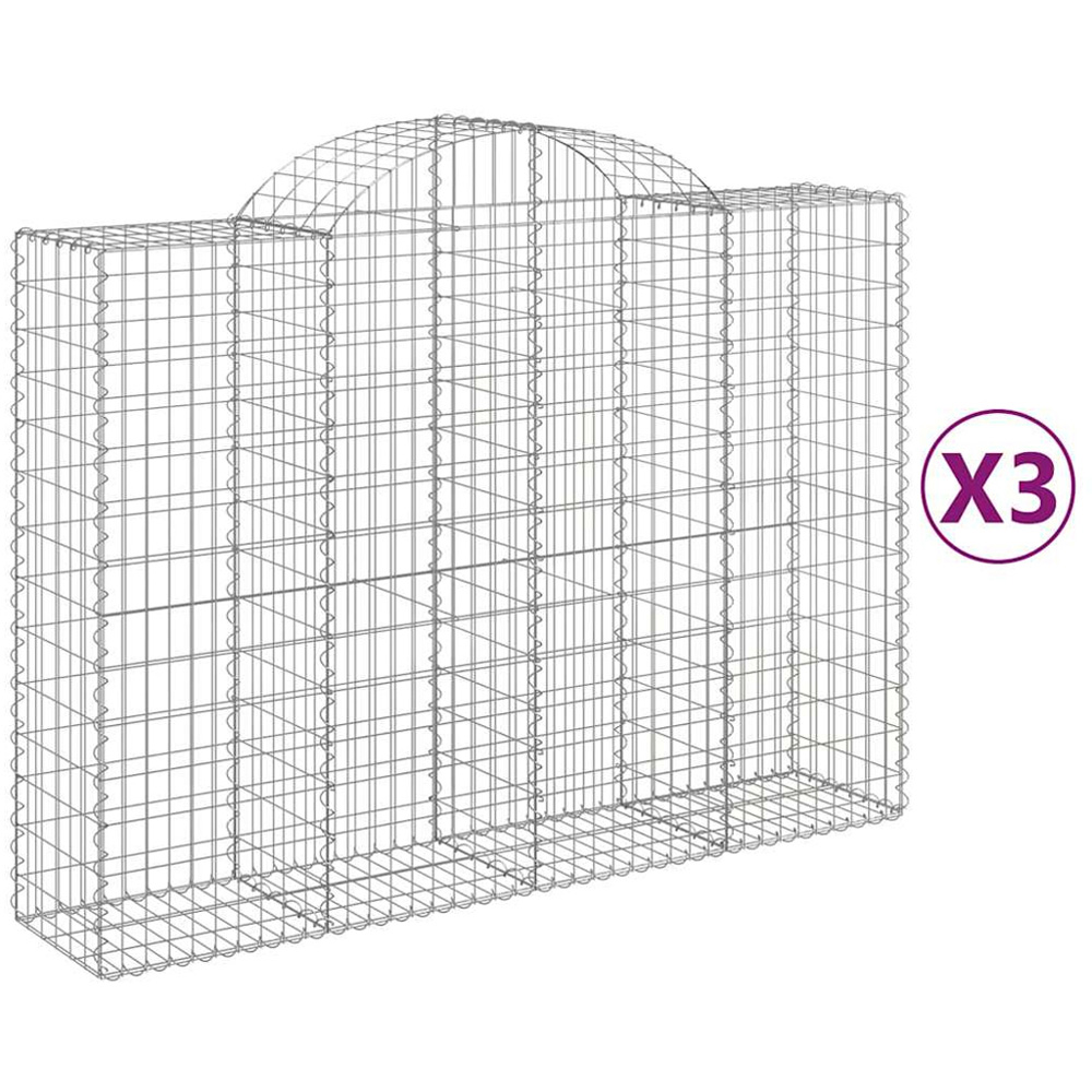 vidaXL Silver Galvanised Iron Gabion Basket 200 x 50 x 140/160cm 3 Pack Image 4