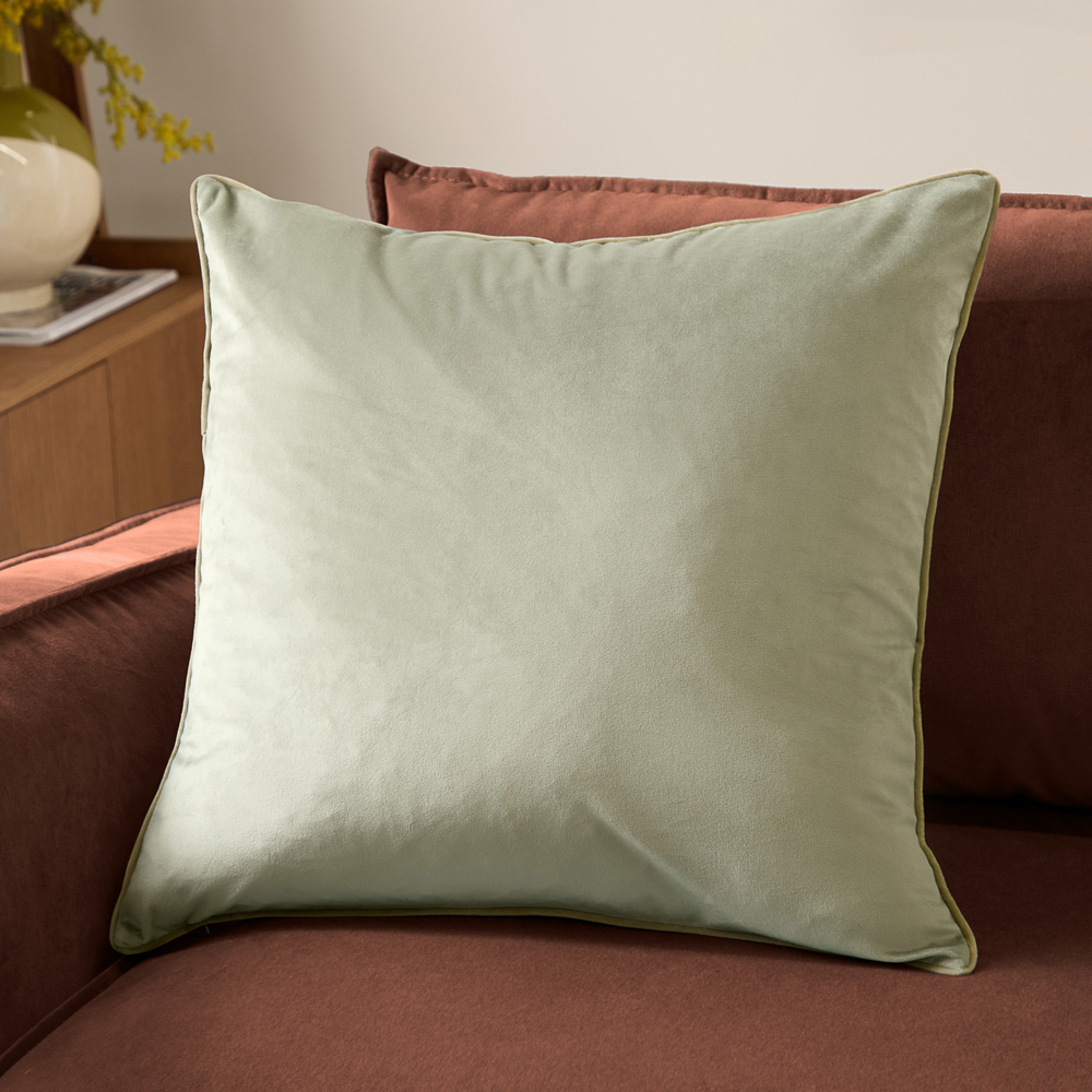 Furn Christmas Meridian Sage and Green Velvet Cushion 55 x 55cm Image 4