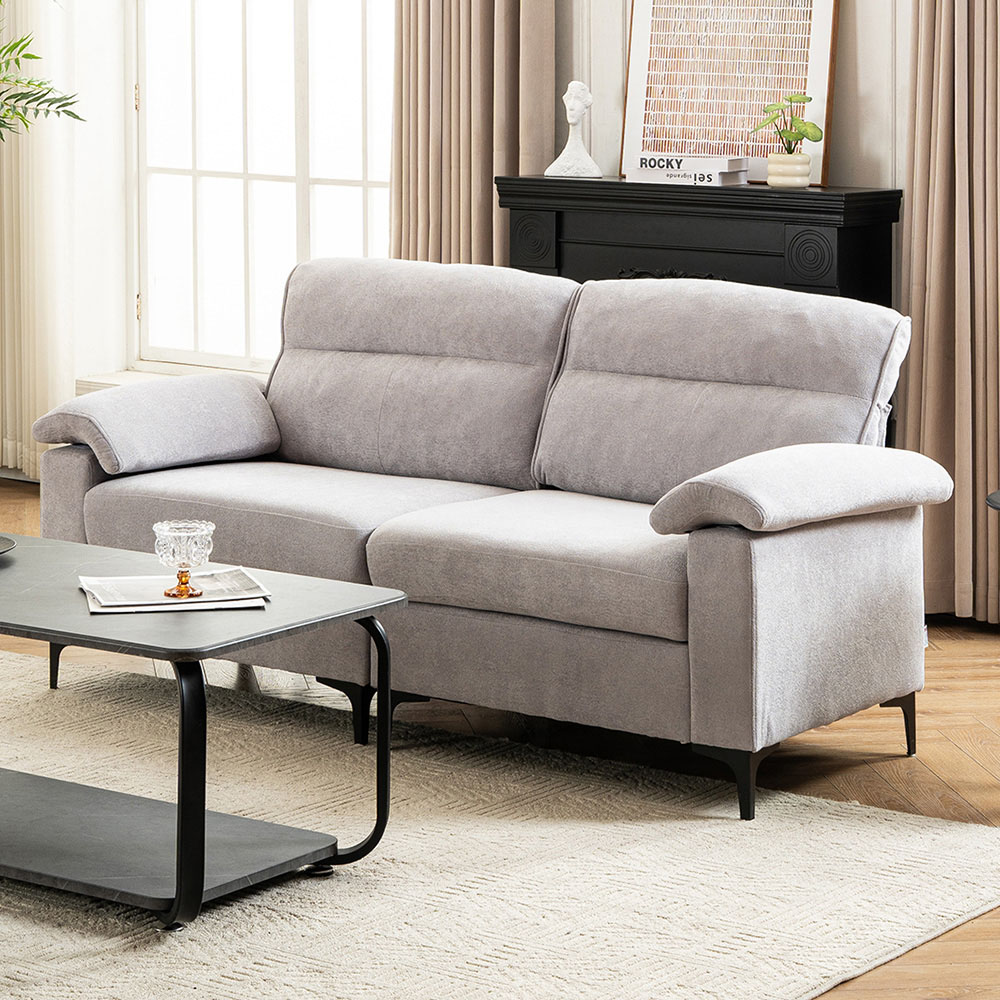 Living and Home 2 Seater Grey Chenille Sofa Image 7