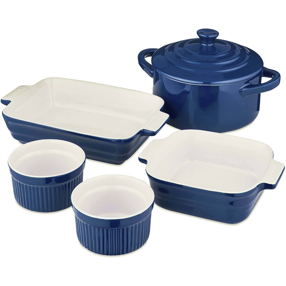 Barbary and Oak Set of 5 Limoges Blue Ceramic Ovenware Gift Set Image 1