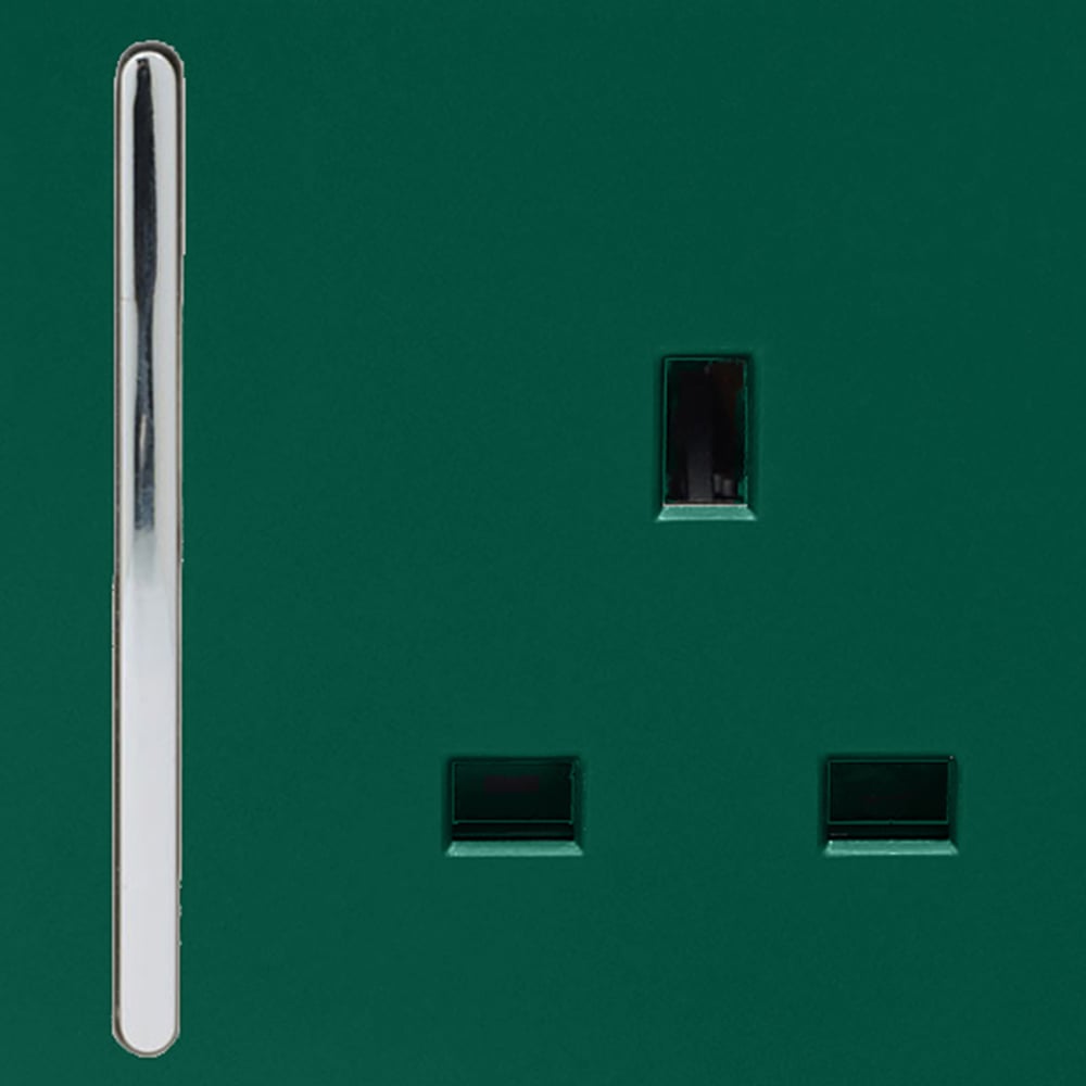 Trendi Switch 2 Gang 13amp Dark Forest Green Long Switched Plug Socket Image 3