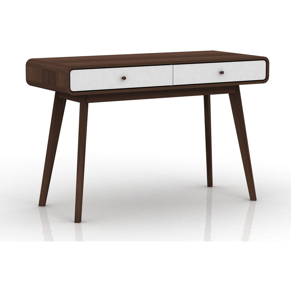 Loft24 Cassie 2 Drawer Walnut White Compact Desk Image 2
