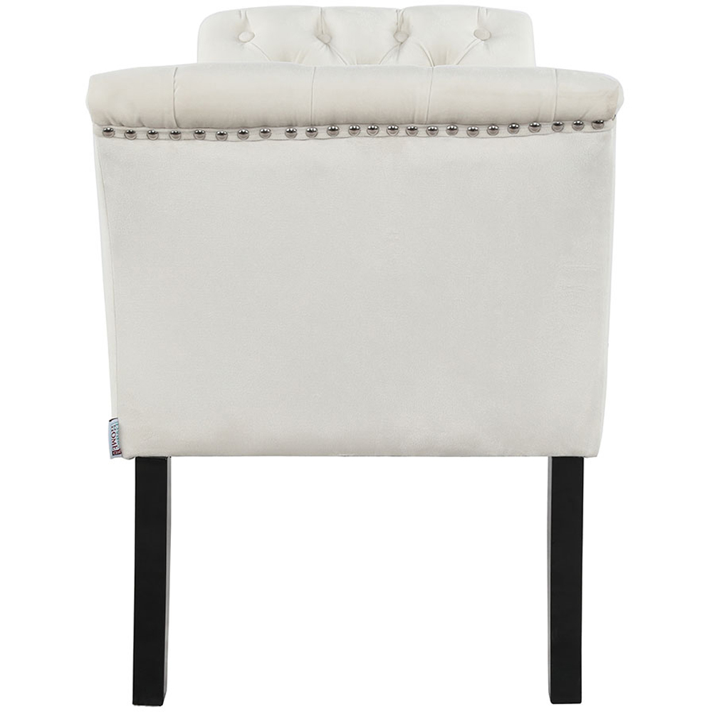 Living and Home Creamy White Modern Soft Velvet Buttoned Armed Bench Image 7