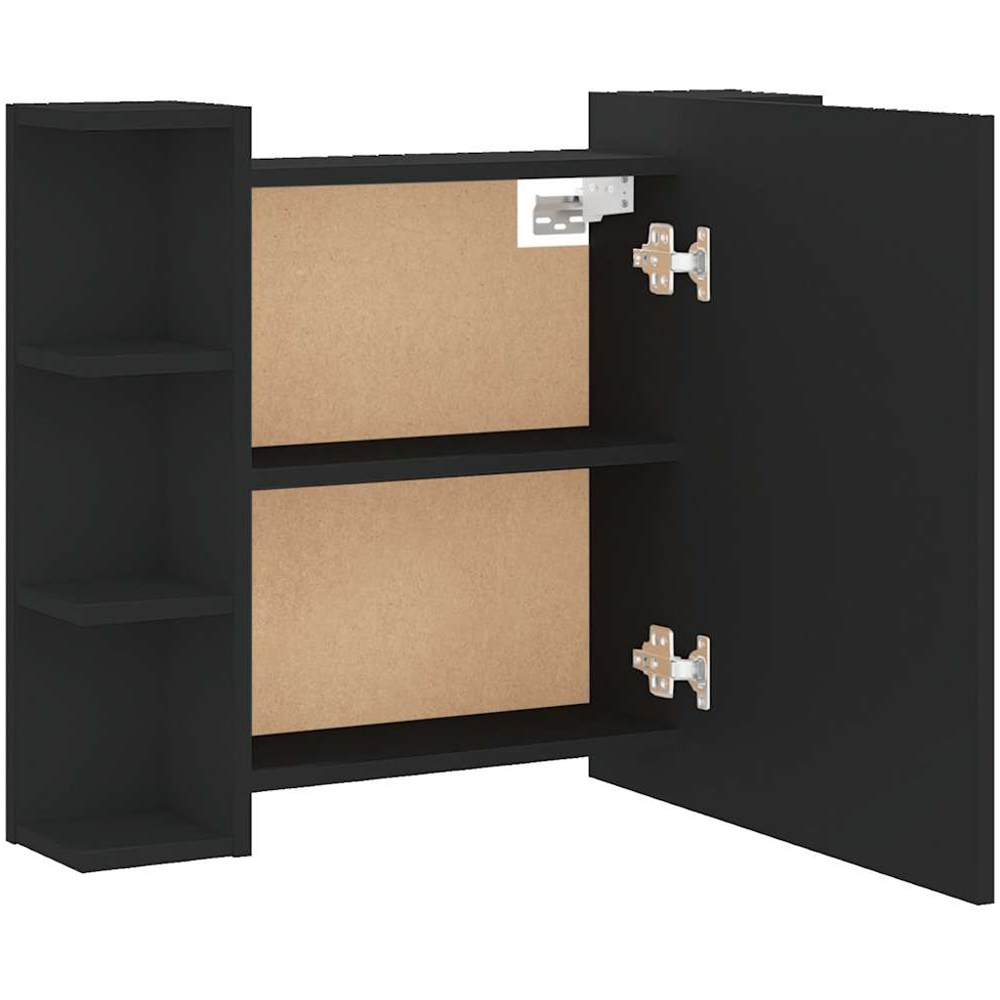 vidaXL Single Door 6 Shelf LED Black Mirror Cabinet Image 7