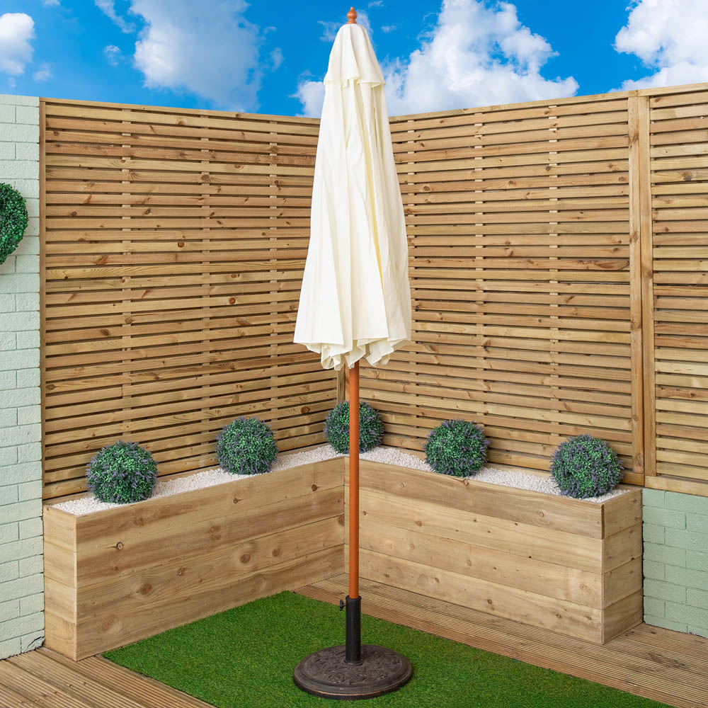 Samuel Alexander Cream Wooden Garden Sun Shade Parasol with Carry Bag 2.7m Image 9