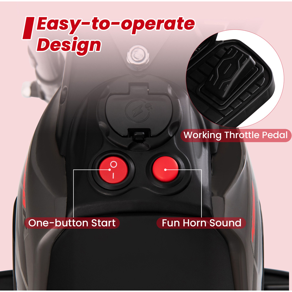 Costway Kids Grey Honda Licensed Ride On Motorbike with Horn and Anti-Slip Handlebars 6V Image 6