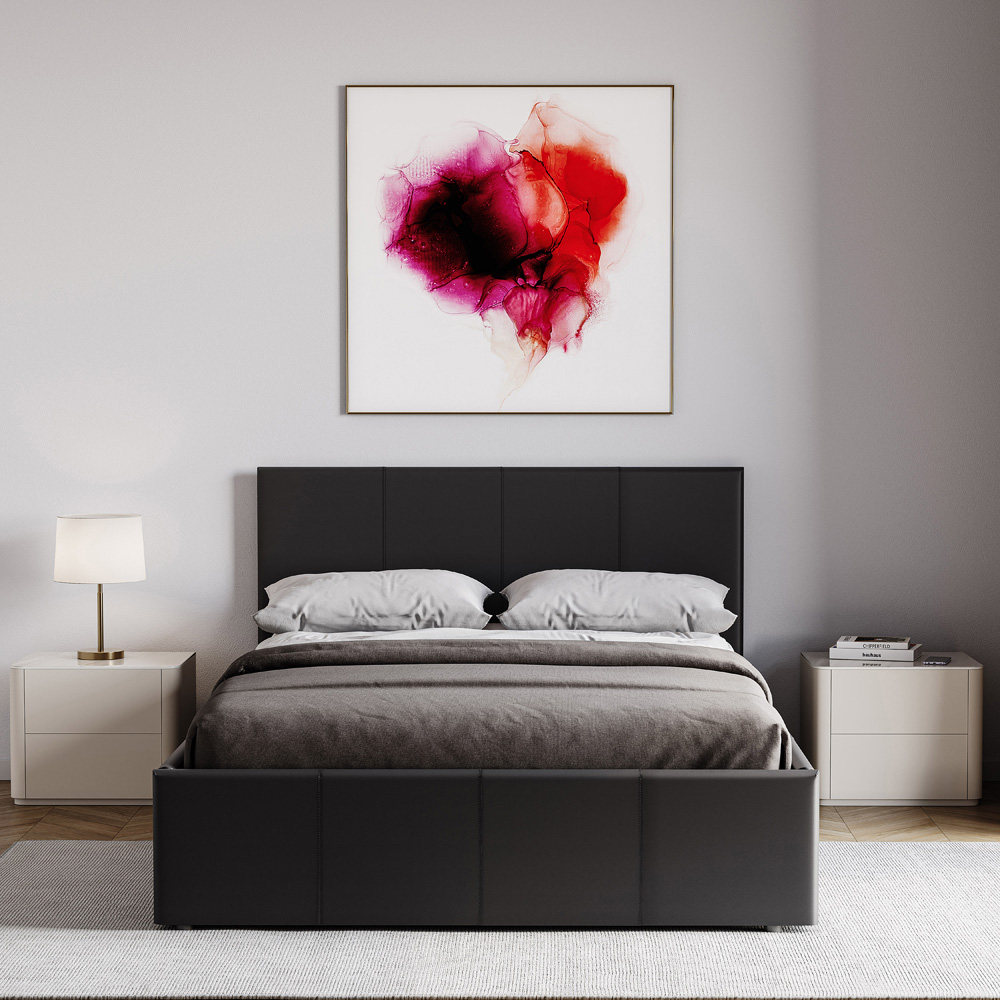 Vida Designs Lisbon Small Double Black Faux Leather Ottoman Bed Frame Image 3