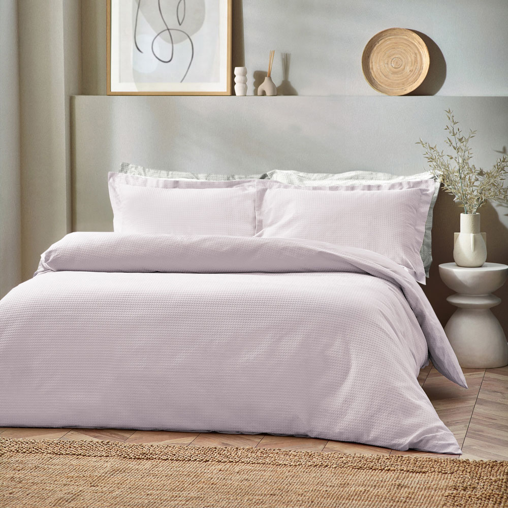 Yard Single Blush Waffle Duvet Set Image 1
