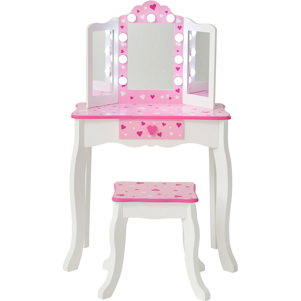Teamson Kids White Pink Sweethearts Print Gisele Medium Vanity and Stool Image 2