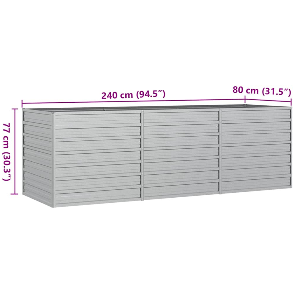 vidaXL Silver Galvanised Steel Raised Garden Bed 77 x 80 x 240cm Image 7