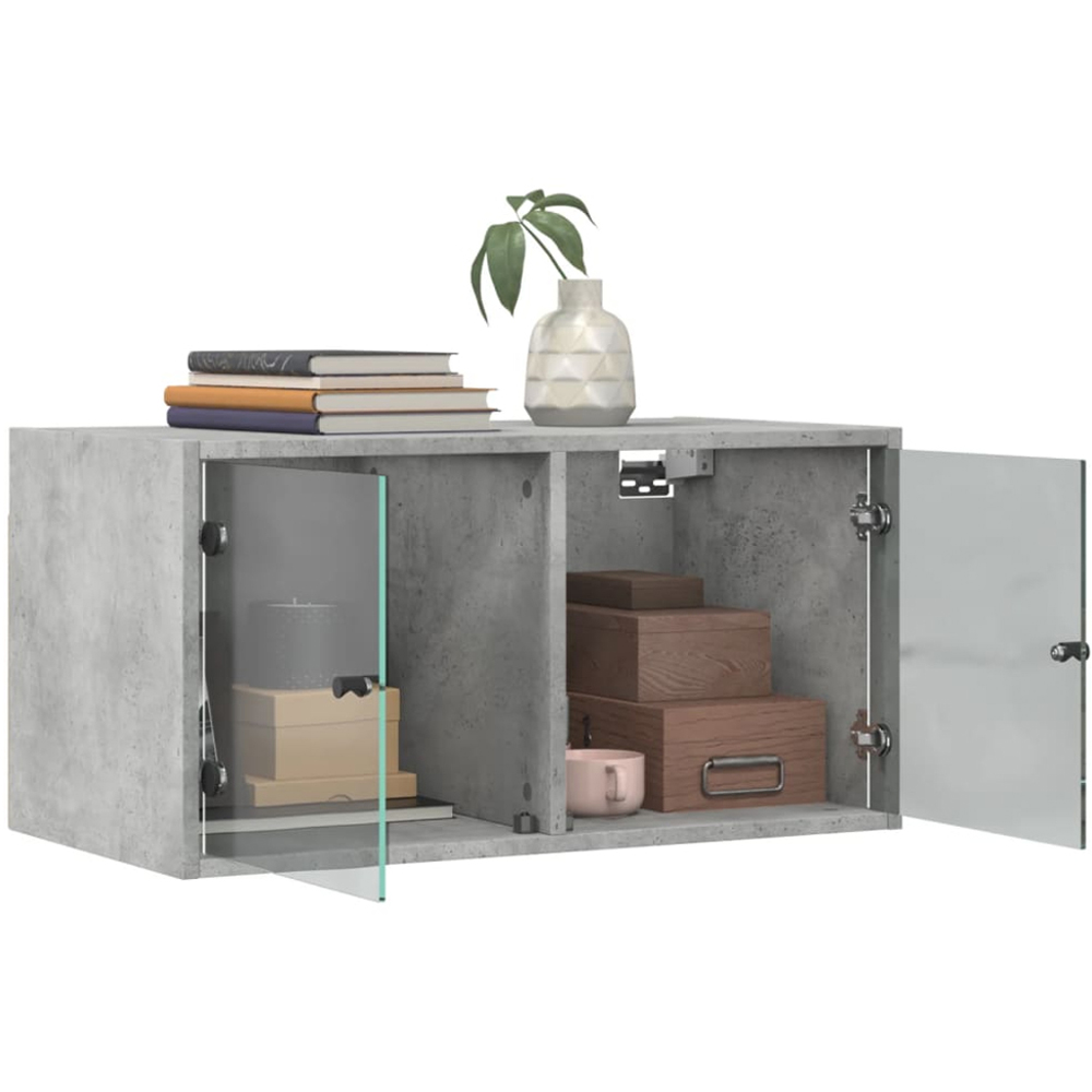 vidaXL 2 Glass Door 2 Shelf Concrete Grey Wall Cabinet Image 3