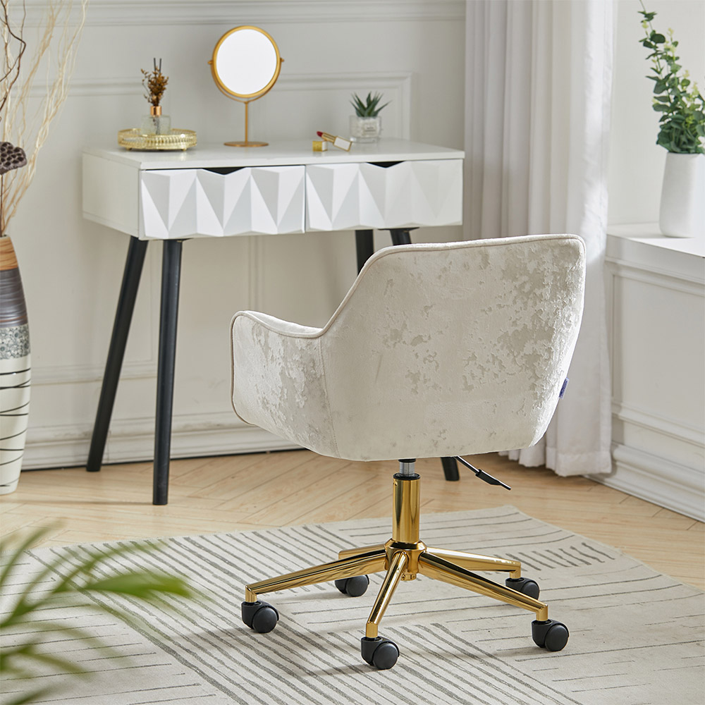 Living and Home Velvet Home Office Swivel Task Chair with Flared Arms Image 8
