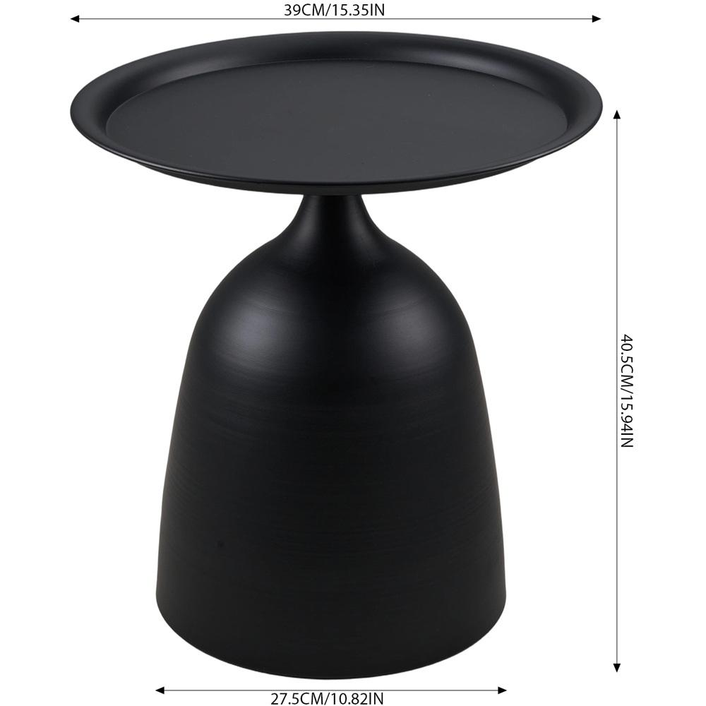 Living and Home Black Round Raised Edge Sculptural Base Side Table Image 9
