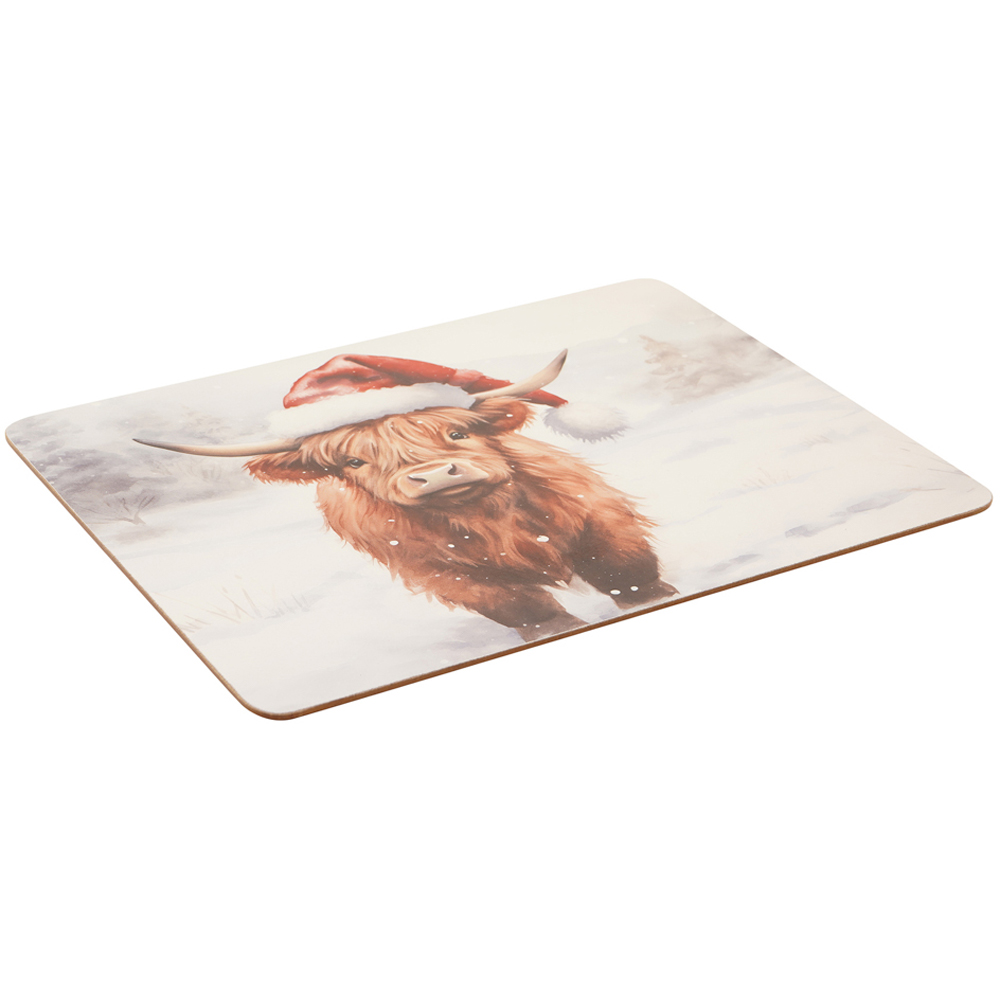 The Seasonal Gift Co. 4 Piece Christmas Highland Cow Placemats Set Image 2