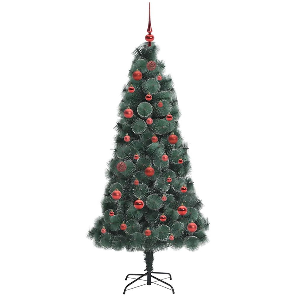 vidaXL Pre-Lit Red Baubles Green Artificial Christmas Tree 5ft Image 4