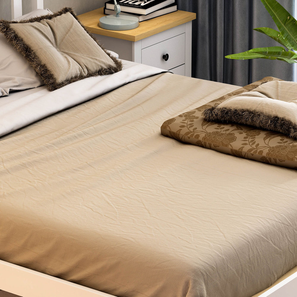 Vida Designs Milan King Size White and Pine Low Foot Wooden Bed Frame Image 5