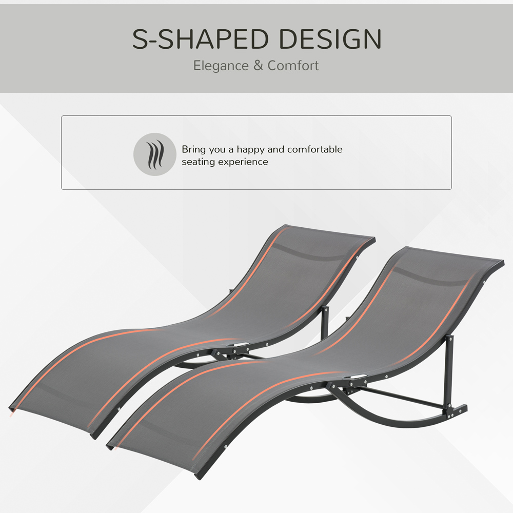 Outsunny Set of 2 Grey S-shaped Foldable Sun Lounger Image 5