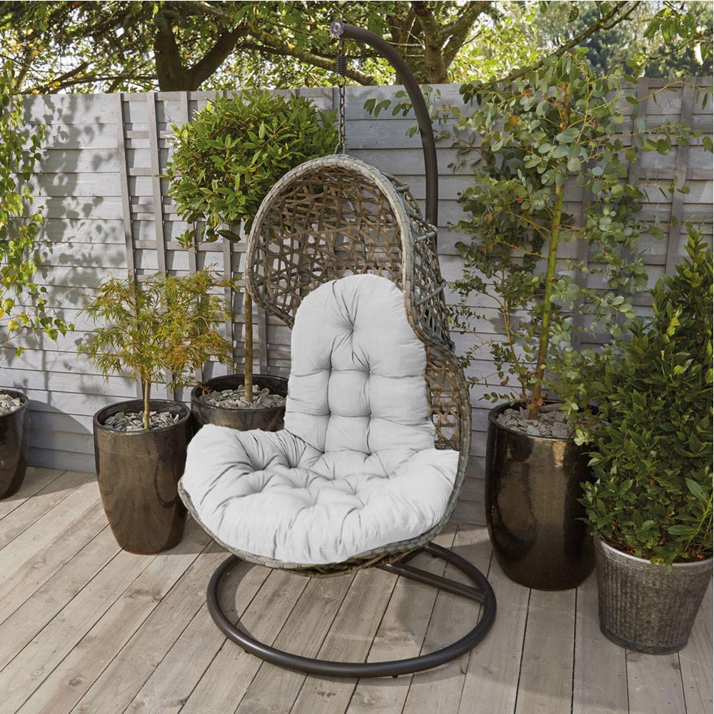 Living and Home Grey Hanging Egg Chair Thick Cushion Image 6