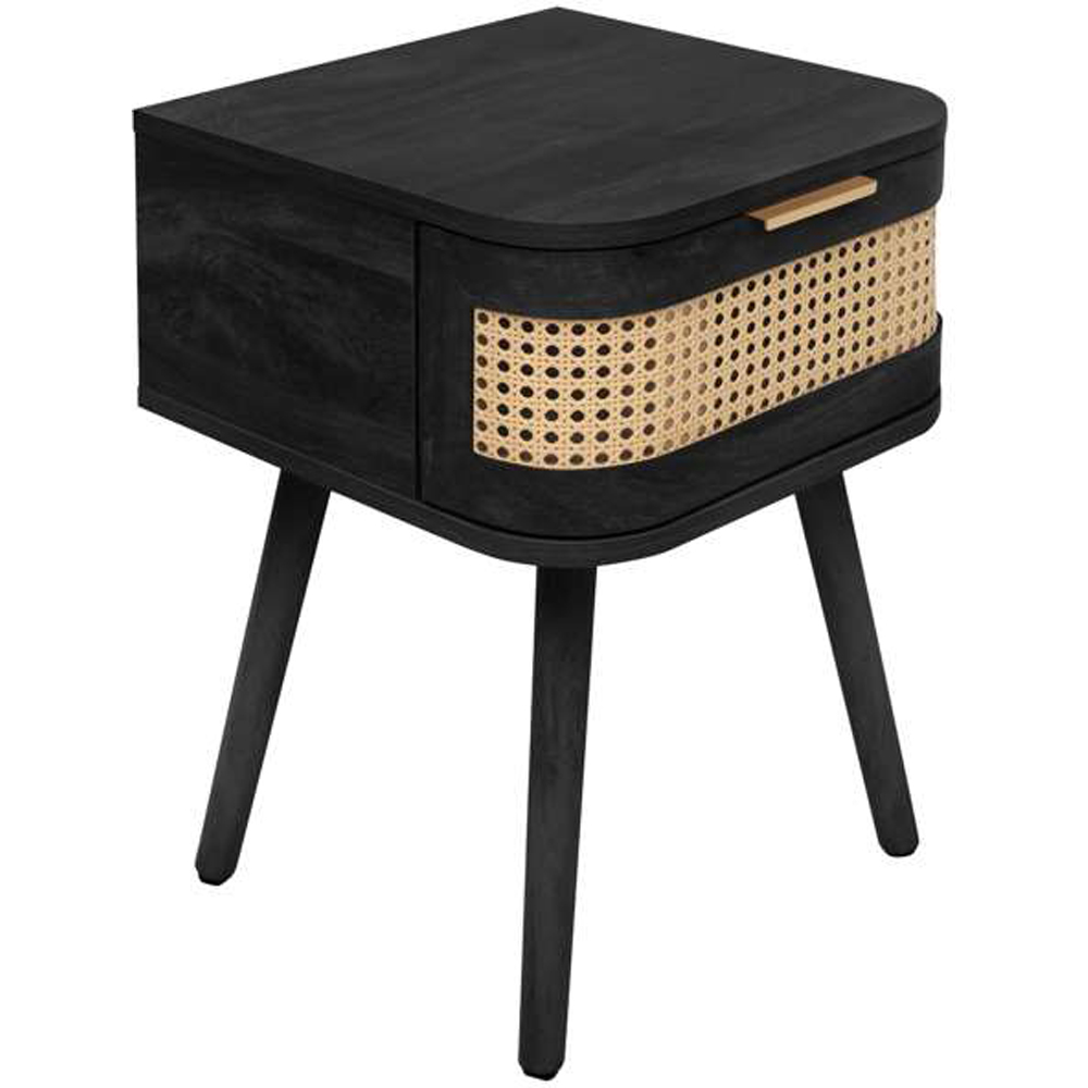 Birlea Noah Single Drawer Black Rattan Bedside Table Image 2