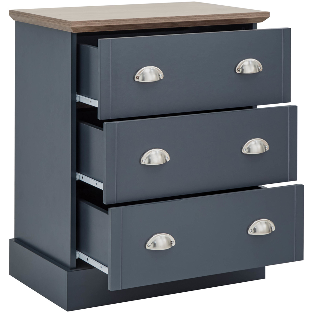 GFW Kendal 3 Drawer Slate Blue Chest of Drawers Image 5