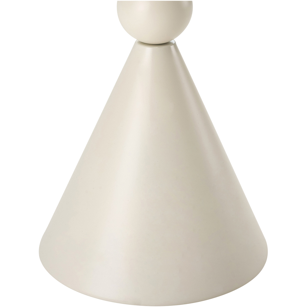 Living and Home Cream White Round Triple Sphere Column and Conical Base Side Table Image 3
