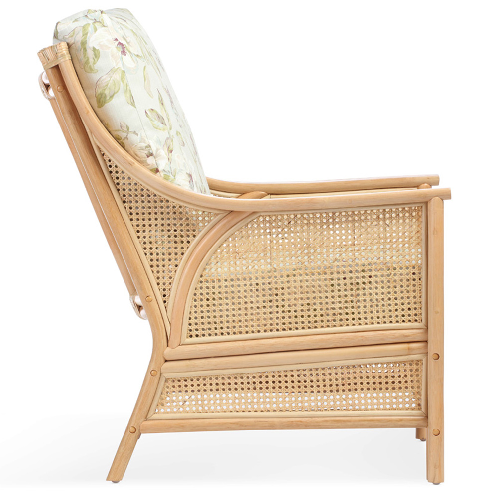 Desser Chester Natural Rattan Floral Fabric Armchair Image 3