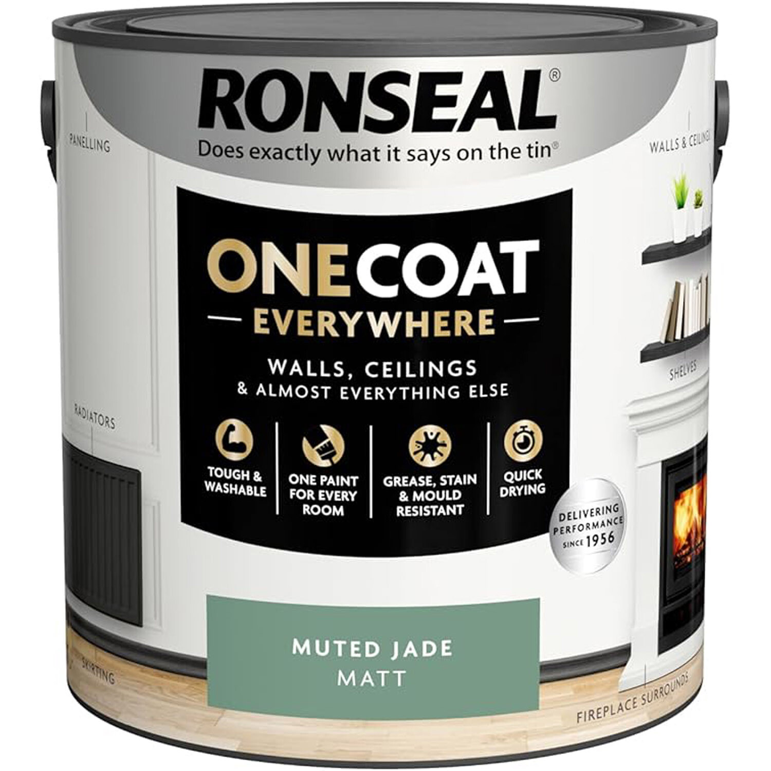 Ronseal One Coat Everywhere Interior Paint Muted Jade 2.5l Image 2