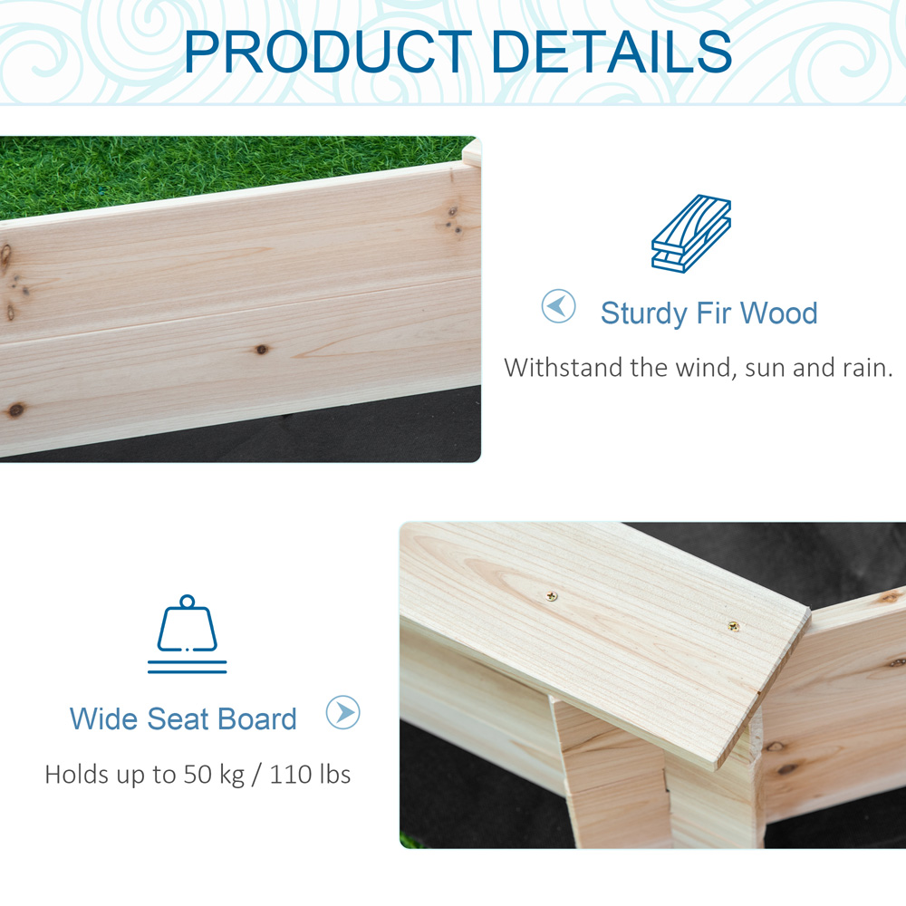 Outsunny Kids Wooden Sandbox with Cover Image 6
