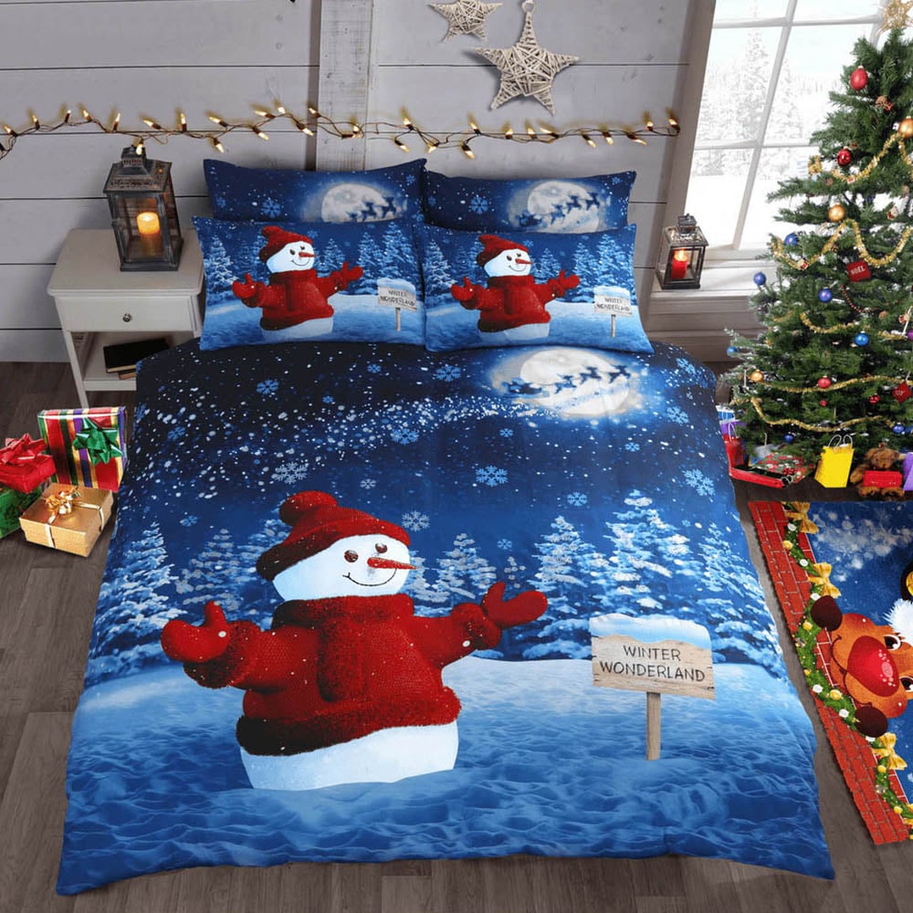 Velosso Double Glitter Snowman Panel Duvet Set Image 1