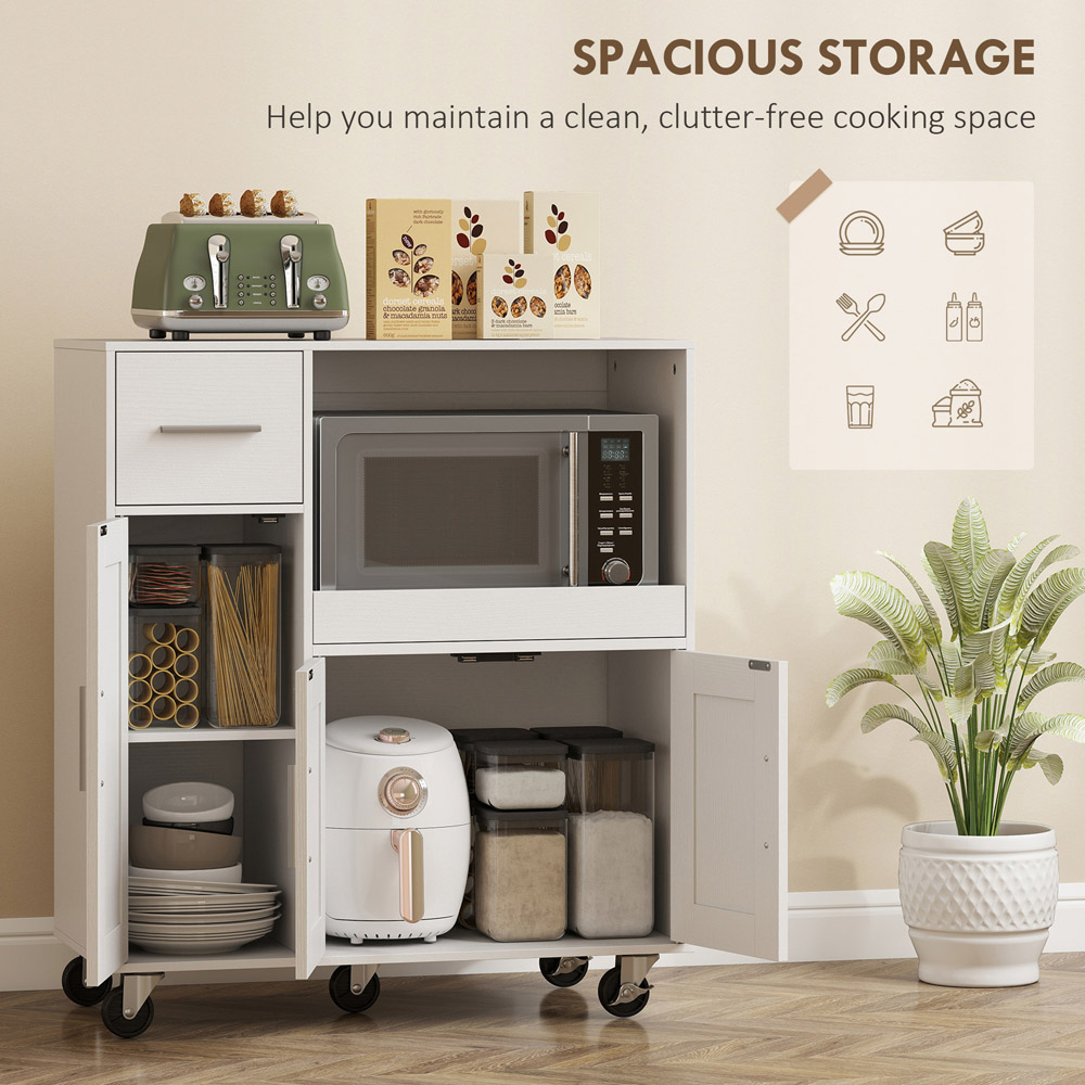 HOMCOM 3 Door Single Drawer Rolling Kitchen Cart Image 4