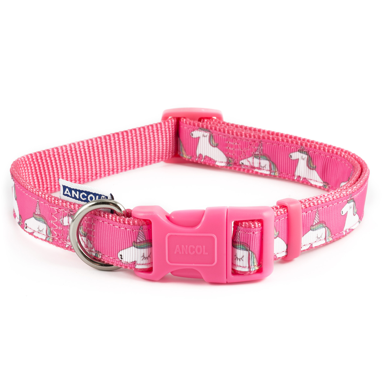 Ancol Reflective Unicorn Print Dog Collar - Pink / 30 - 50 cm Image
